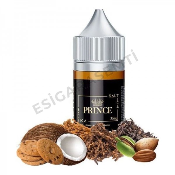 Saltica Prince Salt Likit 30ml – Hindistan Cevizli Kurabiye, Badem, Tarçın ve Tütün