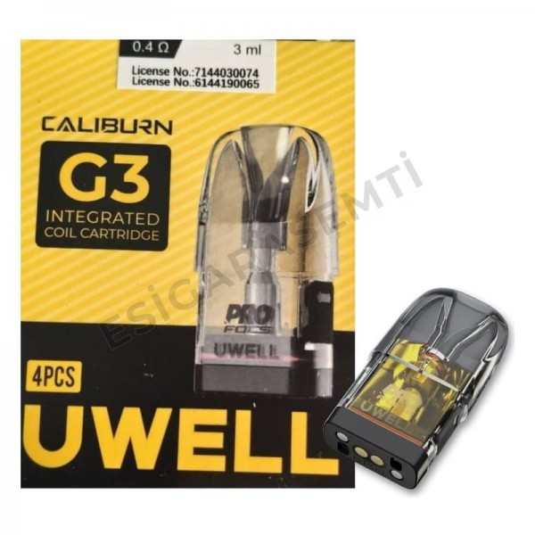 Uwell Caliburn G3 0.4Ω Kartuş 3 ml (4'lü Paket) – RDL, GPP Uyumlu 