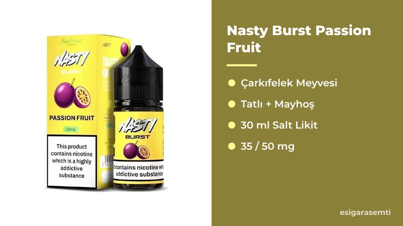 Nasty Burst Passion Fruit özellikleri