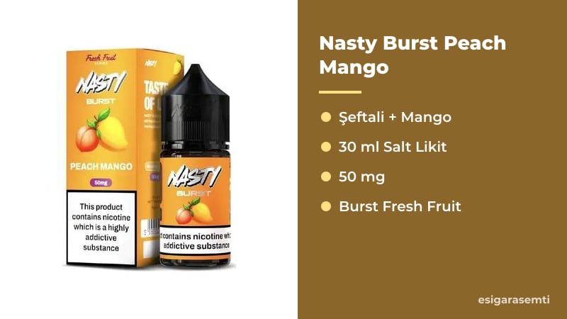 Nasty Burst Peach Mango özellikleri