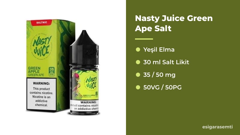 Nasty Juice Green Ape Salt özellikleri
