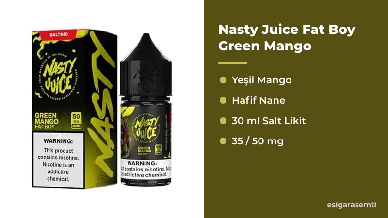 Nasty Juice Fat Boy Green Mango özellikleri