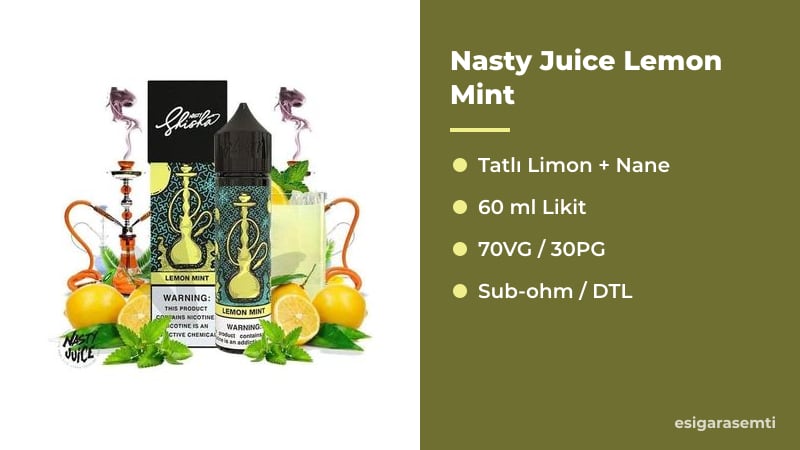 Nasty Juice Lemon Mint özellikleri