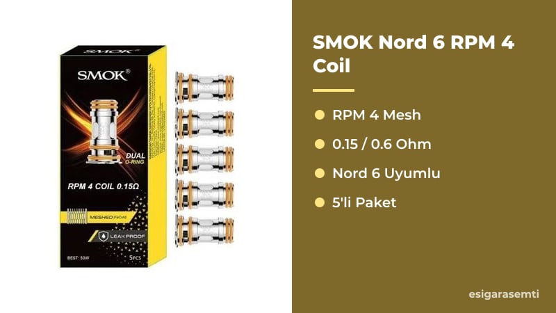 SMOK Nord 6 RPM 4 Coil özellikleri