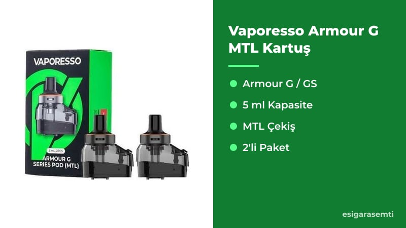 Vaporesso Armour G MTL Kartuş özellikleri